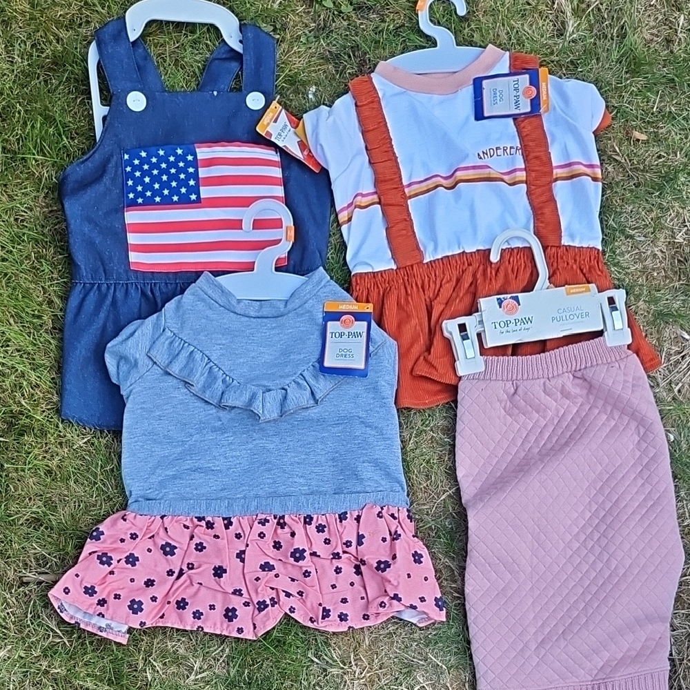 Top Paw Dog Apparel Collection - Denim, Pink, Orange, Gray